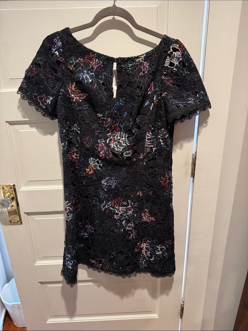 Black Floral Lace Short Sleeve Dress